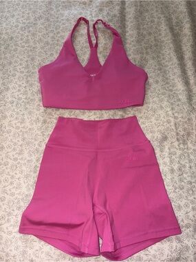 AYBL Staple Pink Women's High-Waist Bike Shorts and Sports Bralette Set